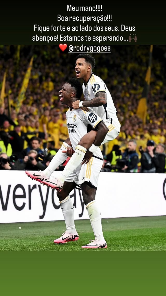 开云官网-双料队友，维尼修斯祝福罗德里戈：我们都在等你归来